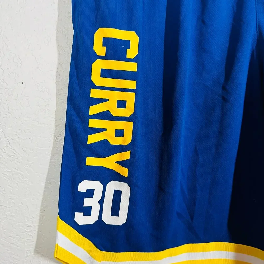 NBA Golden State Warrior Shorts Basketball Curry #30 Blue Gold Sport - XXL